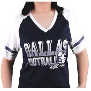 Dallas Football Kids Navy V-Neck Jersey Tee Sise S Cotton
